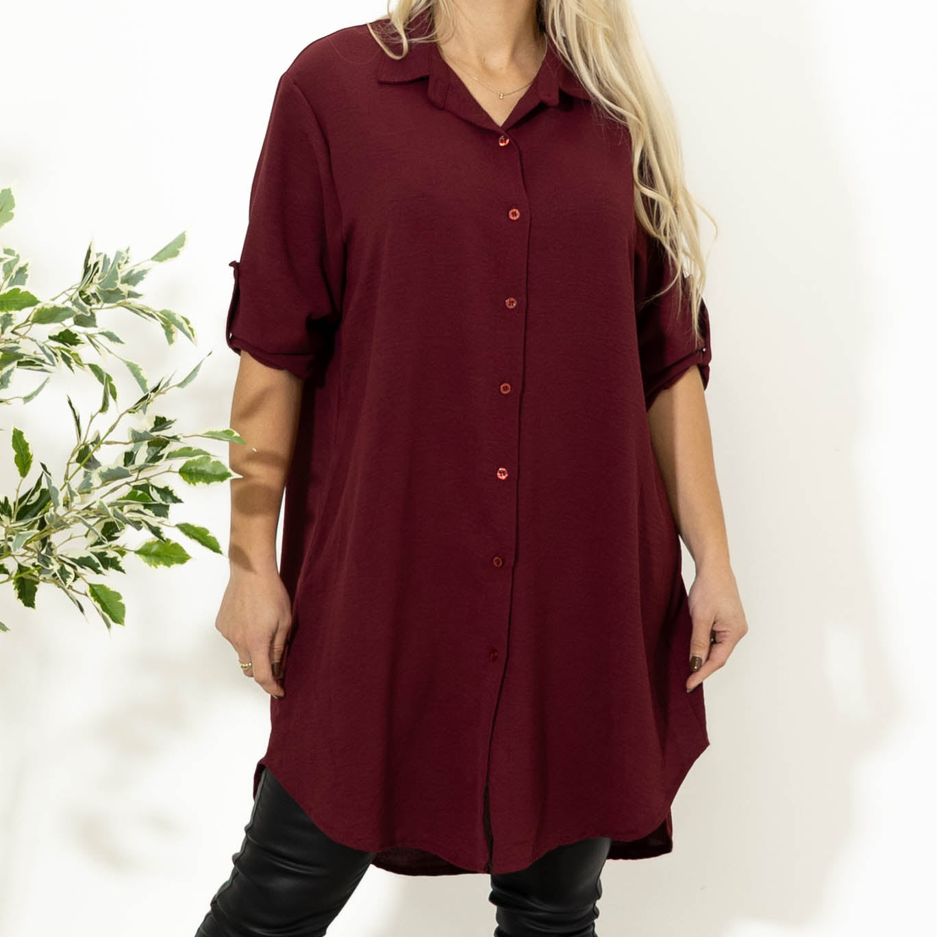 Betty bubblechiffon skjorte, Bordeaux