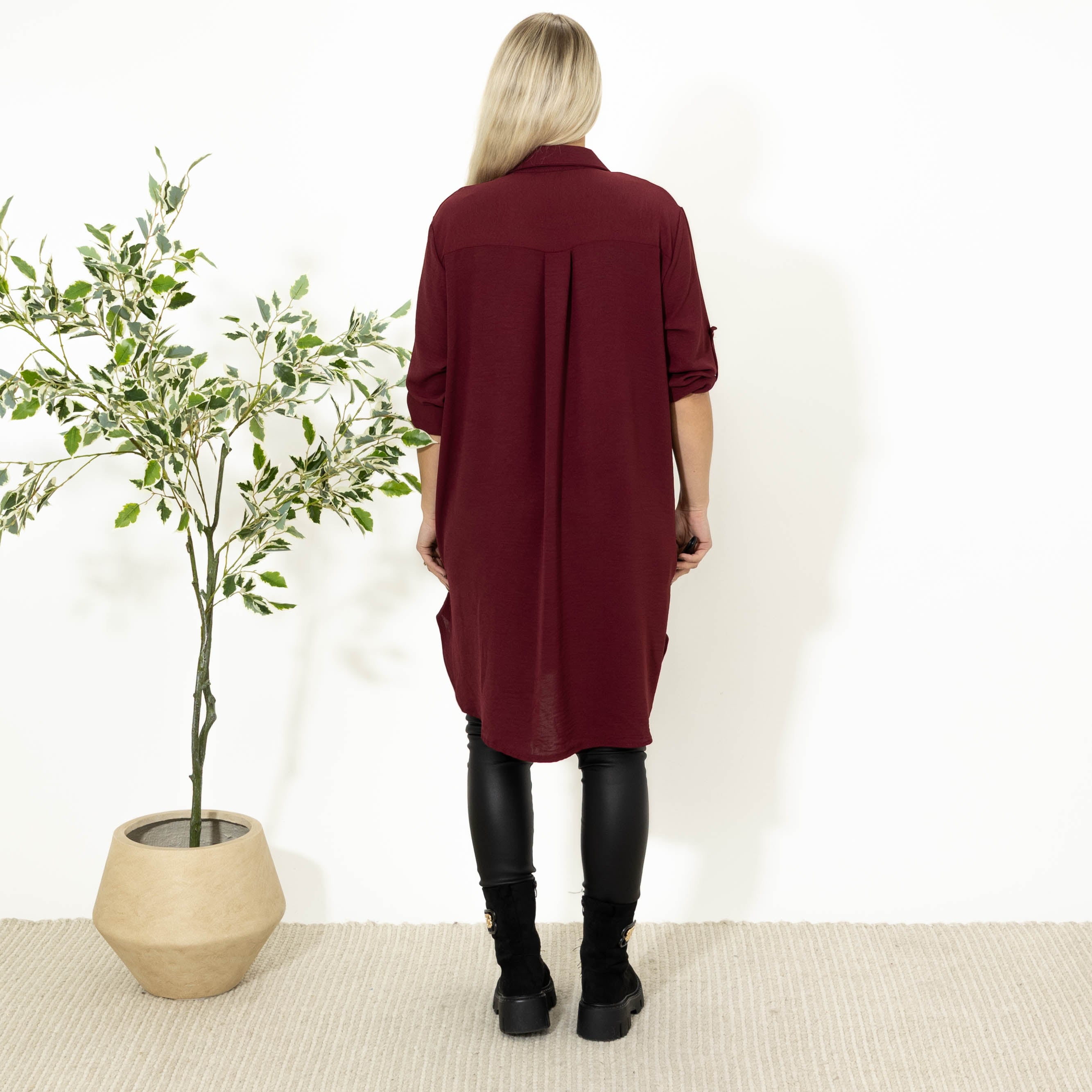 Betty bubblechiffon skjorte, Bordeaux