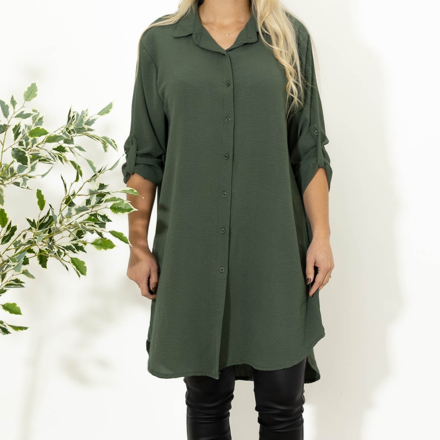 Betty bubblechiffon skjorte, Khaki