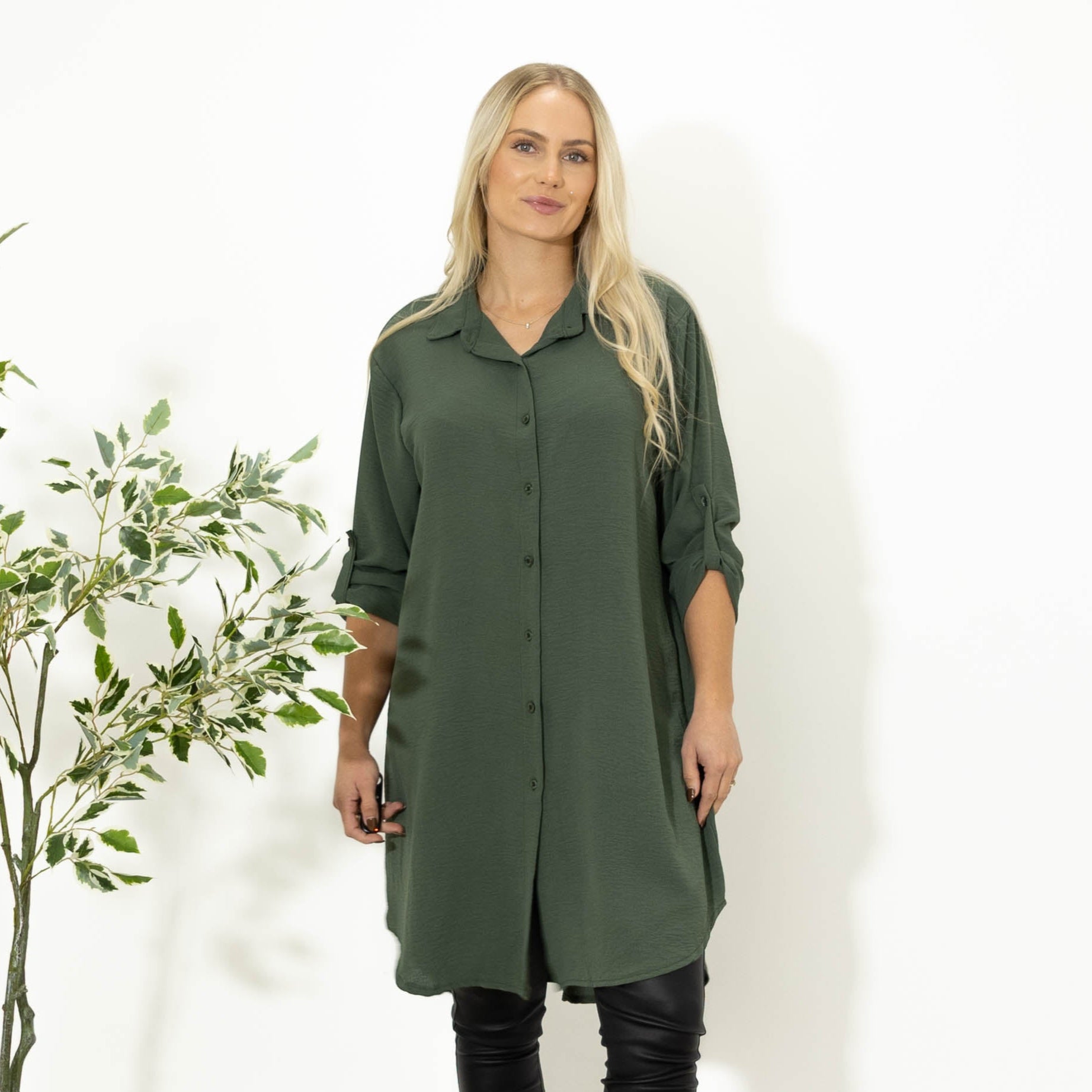 Betty bubblechiffon skjorte, Khaki