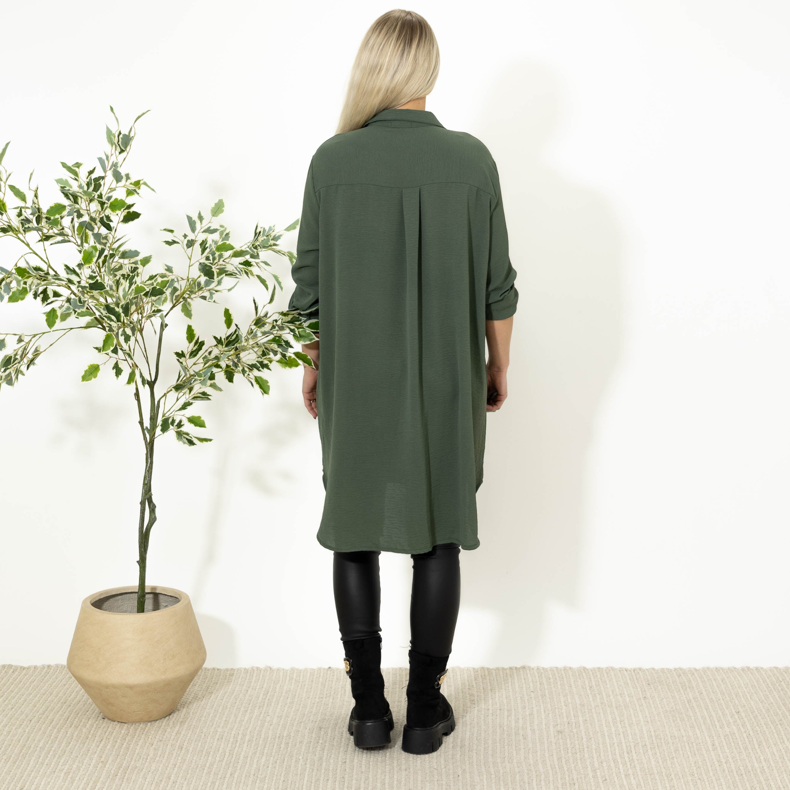 Betty bubblechiffon skjorte, Khaki
