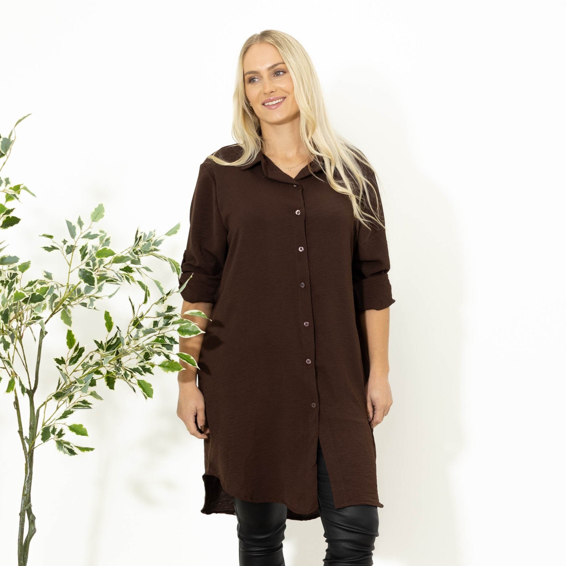 Betty bubblechiffon skjorte, Choko