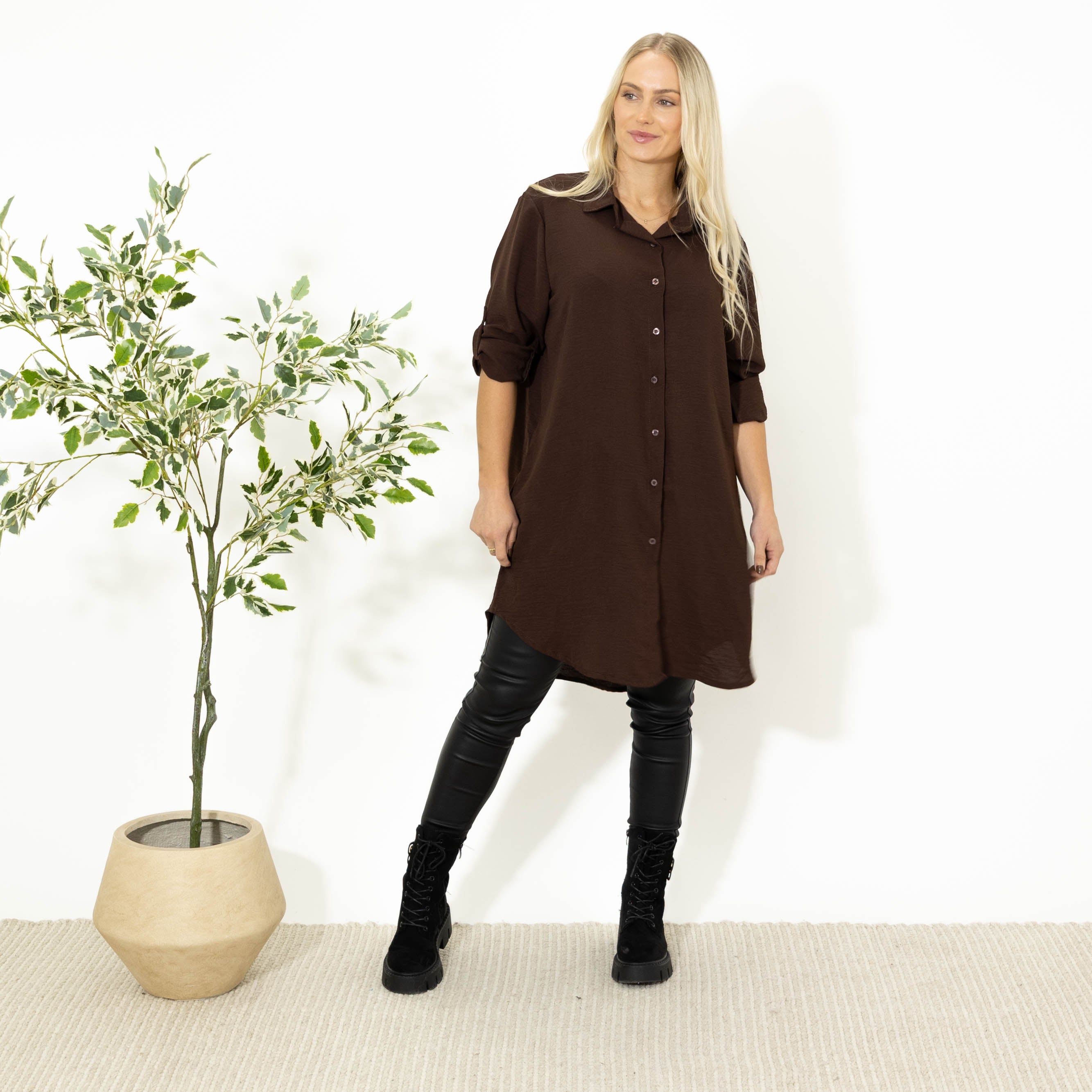 Betty bubblechiffon skjorte, Choko