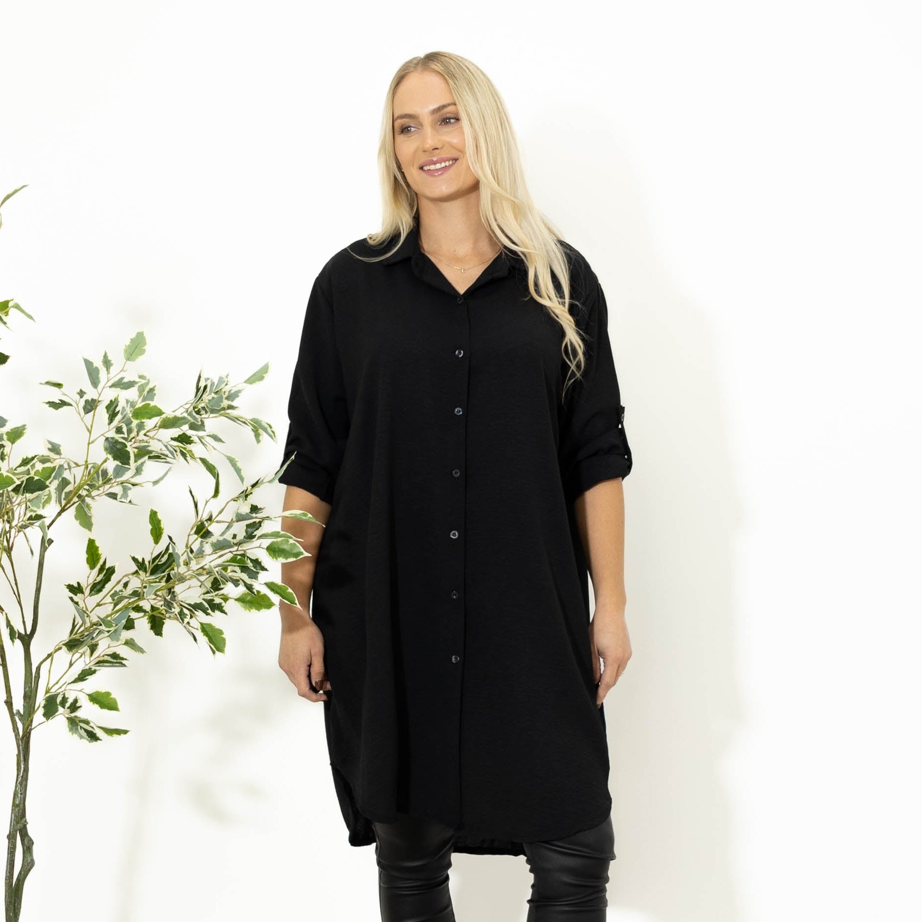 Betty bubblechiffon skjorte, Sort