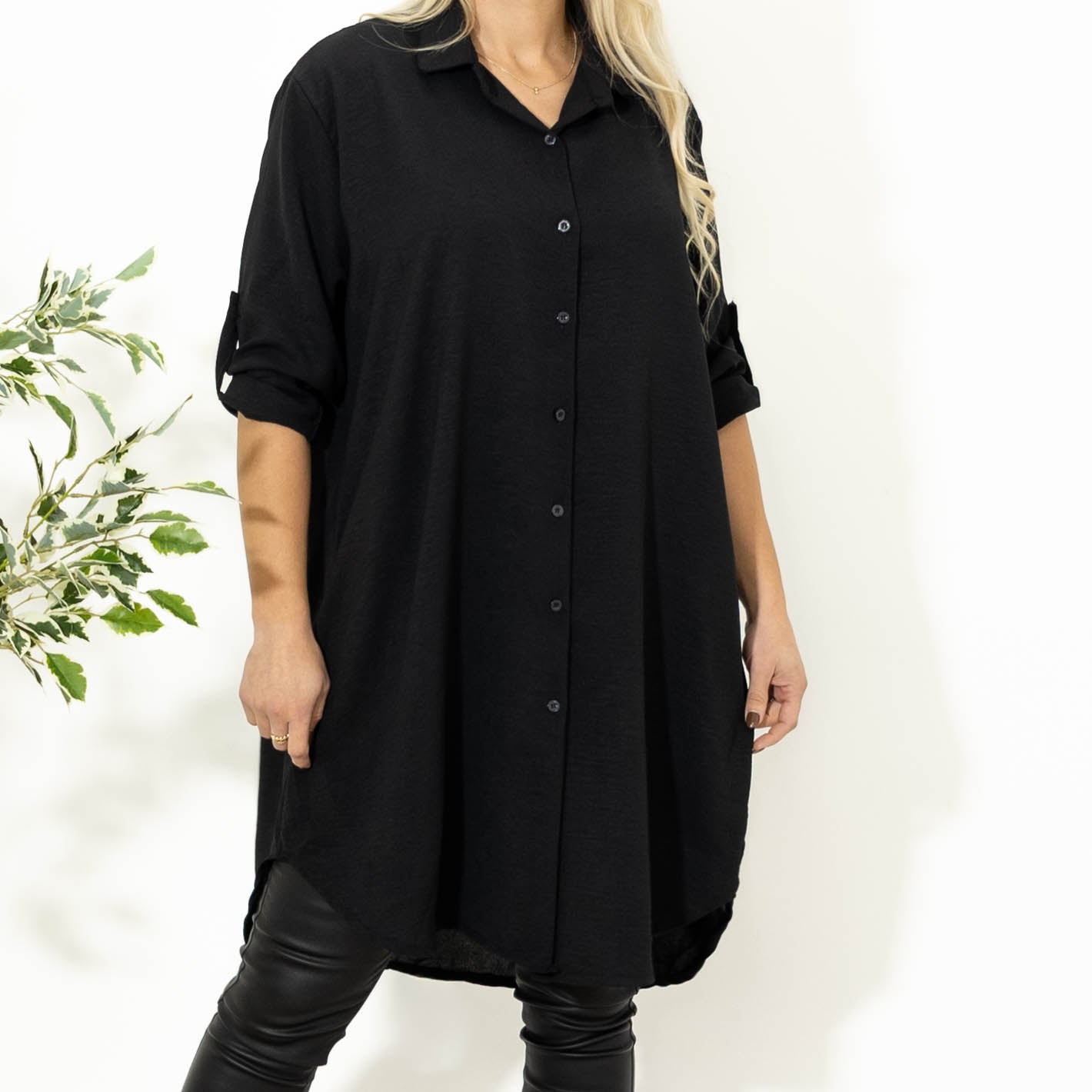 Betty bubblechiffon skjorte, Sort