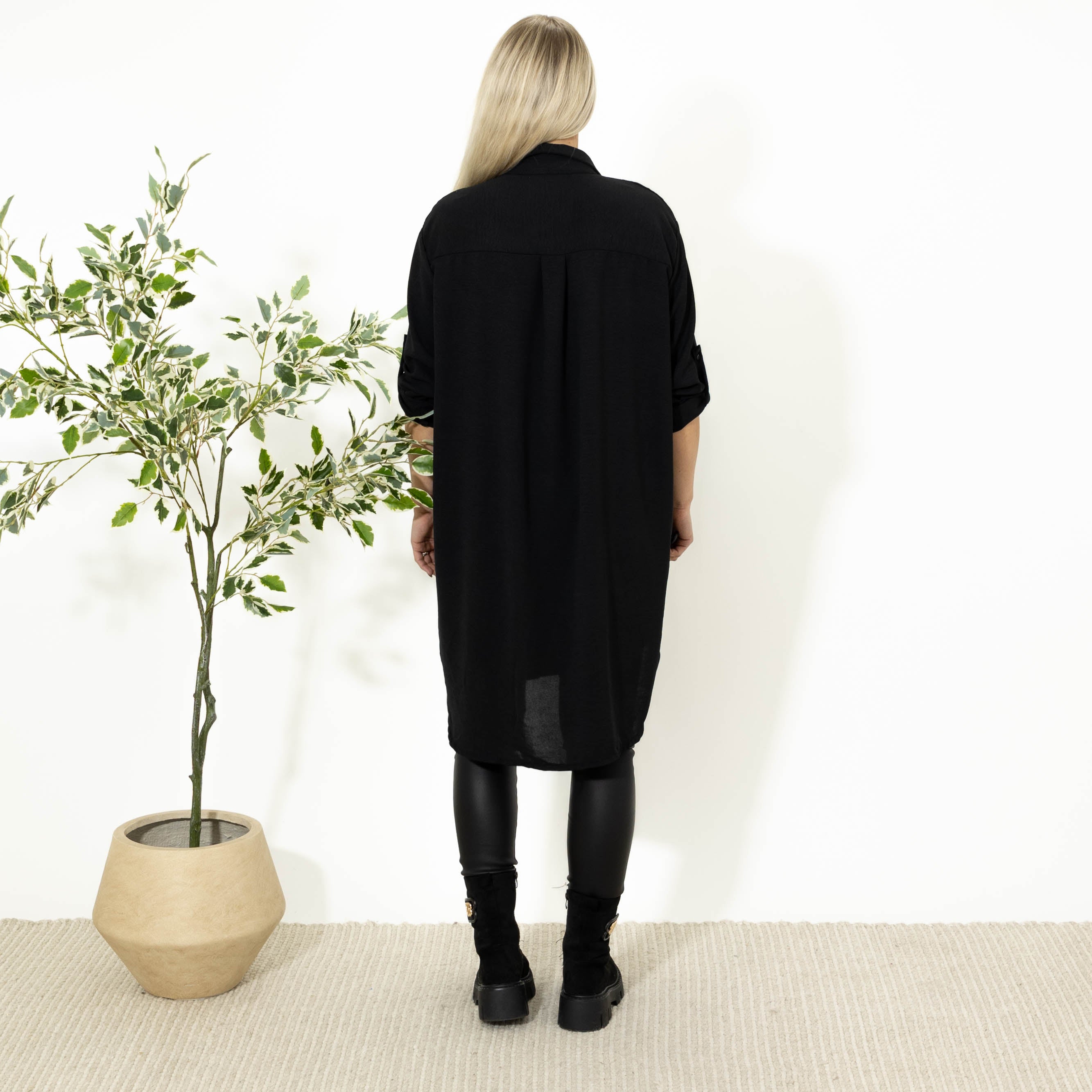 Betty bubblechiffon skjorte, Sort