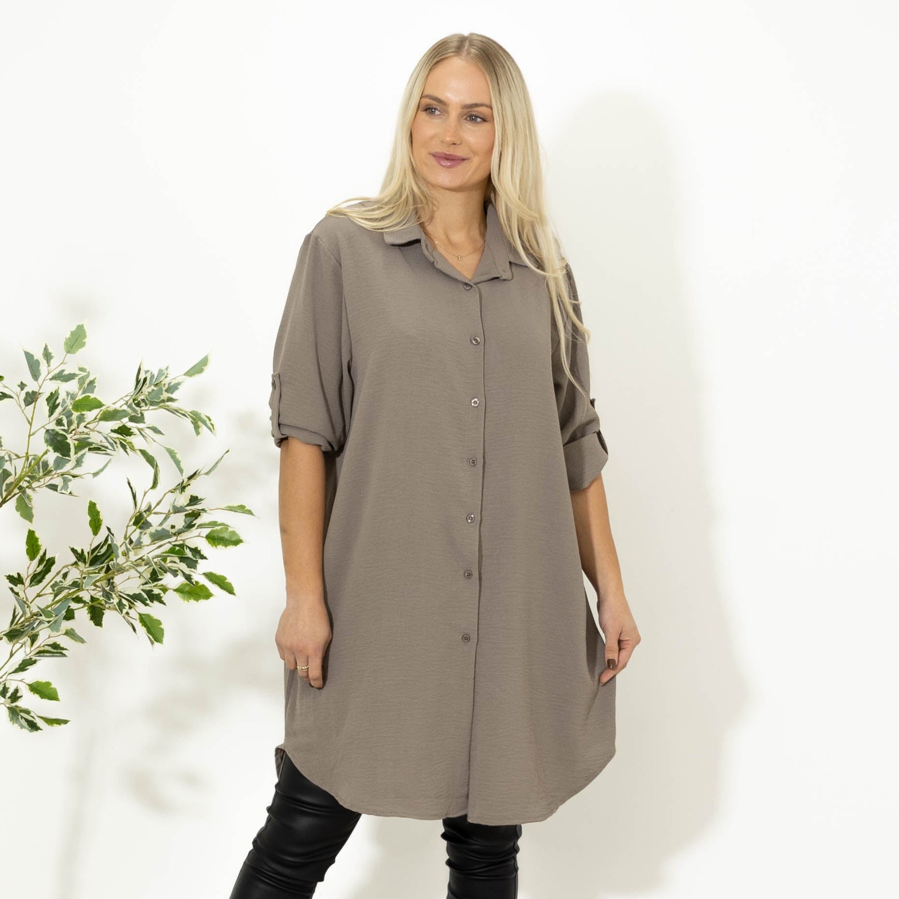 Betty bubblechiffon skjorte, Taupe
