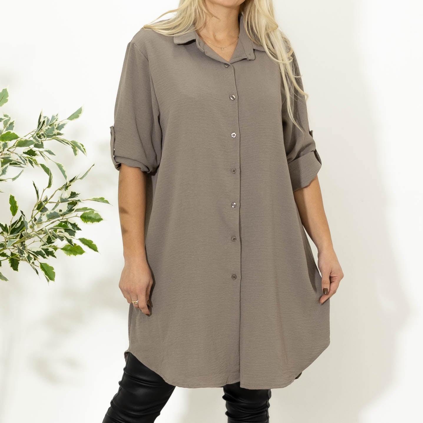 Betty bubblechiffon skjorte, Taupe