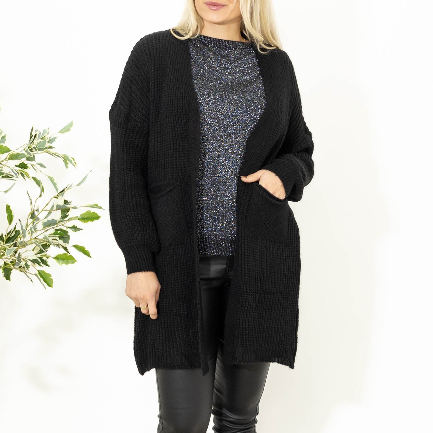 Katja strikcardigan, Sort