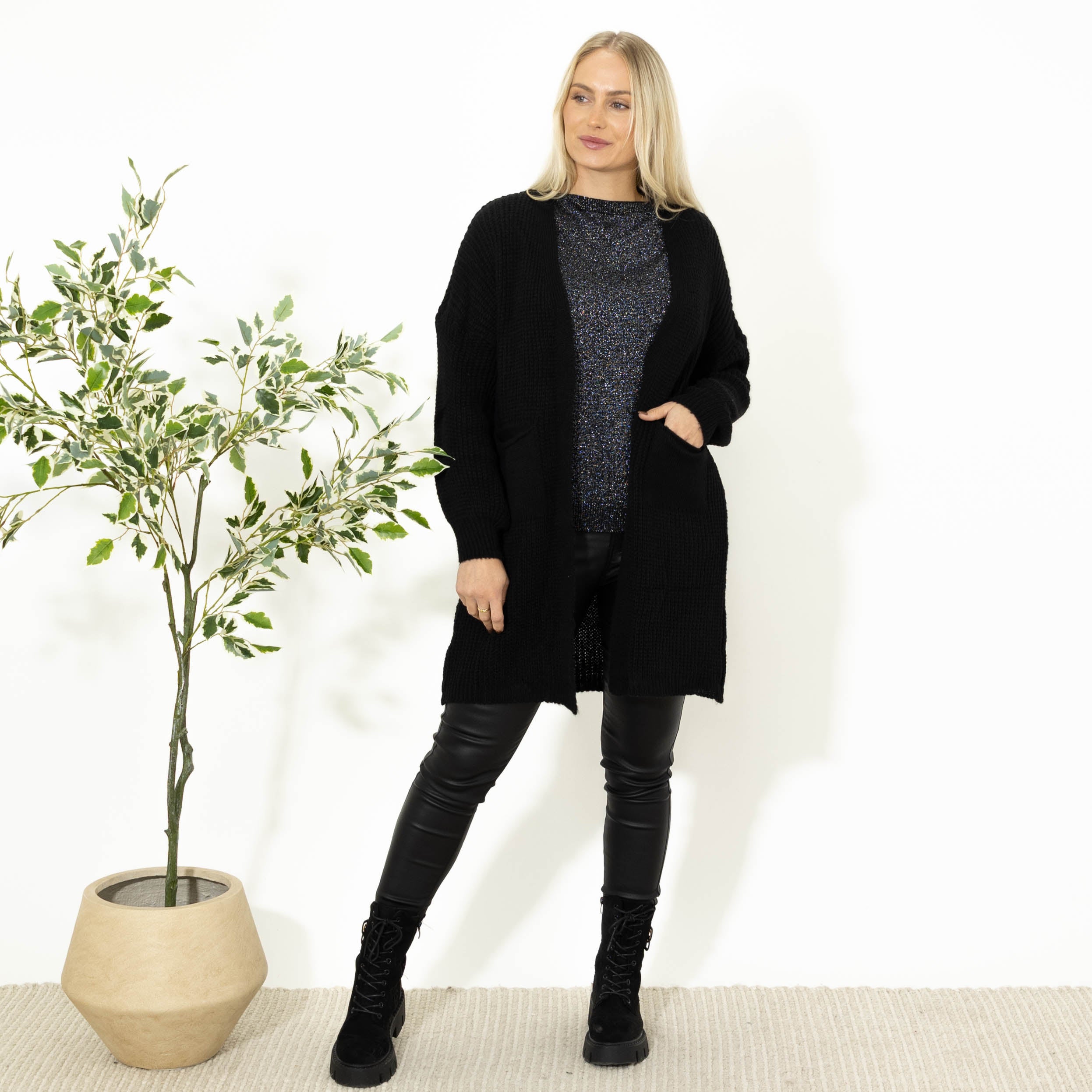 Katja strikcardigan, Sort