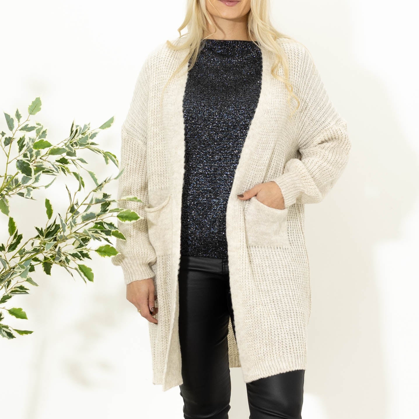 Katja strikcardigan, Beige