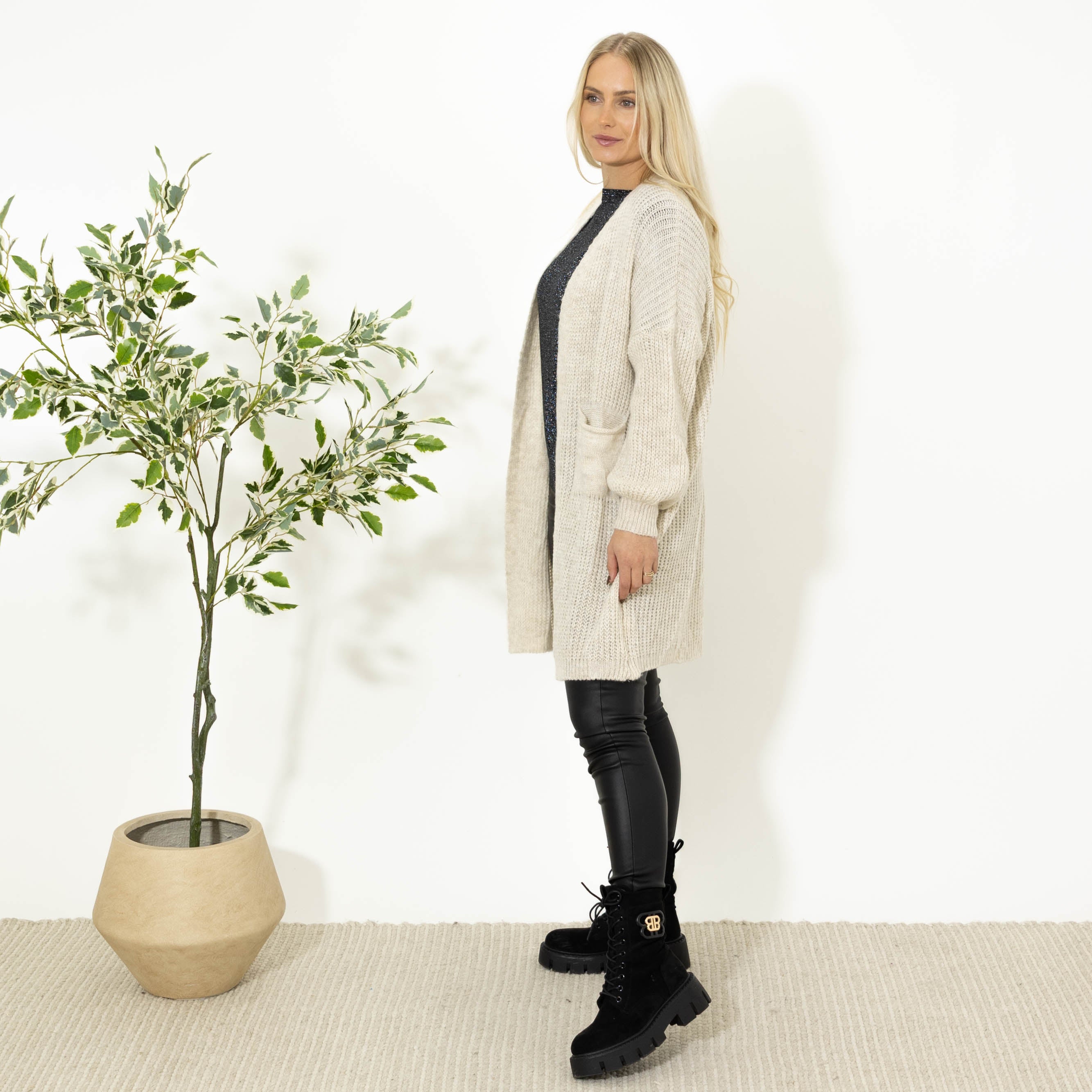 Katja strikcardigan, Beige