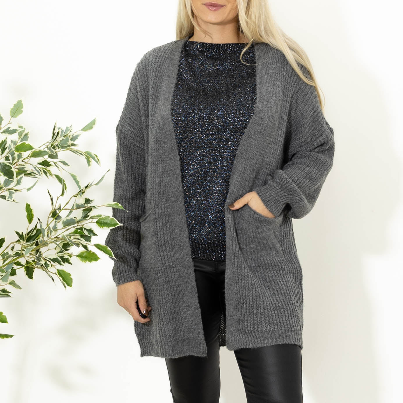 Katja strikcardigan, Grå