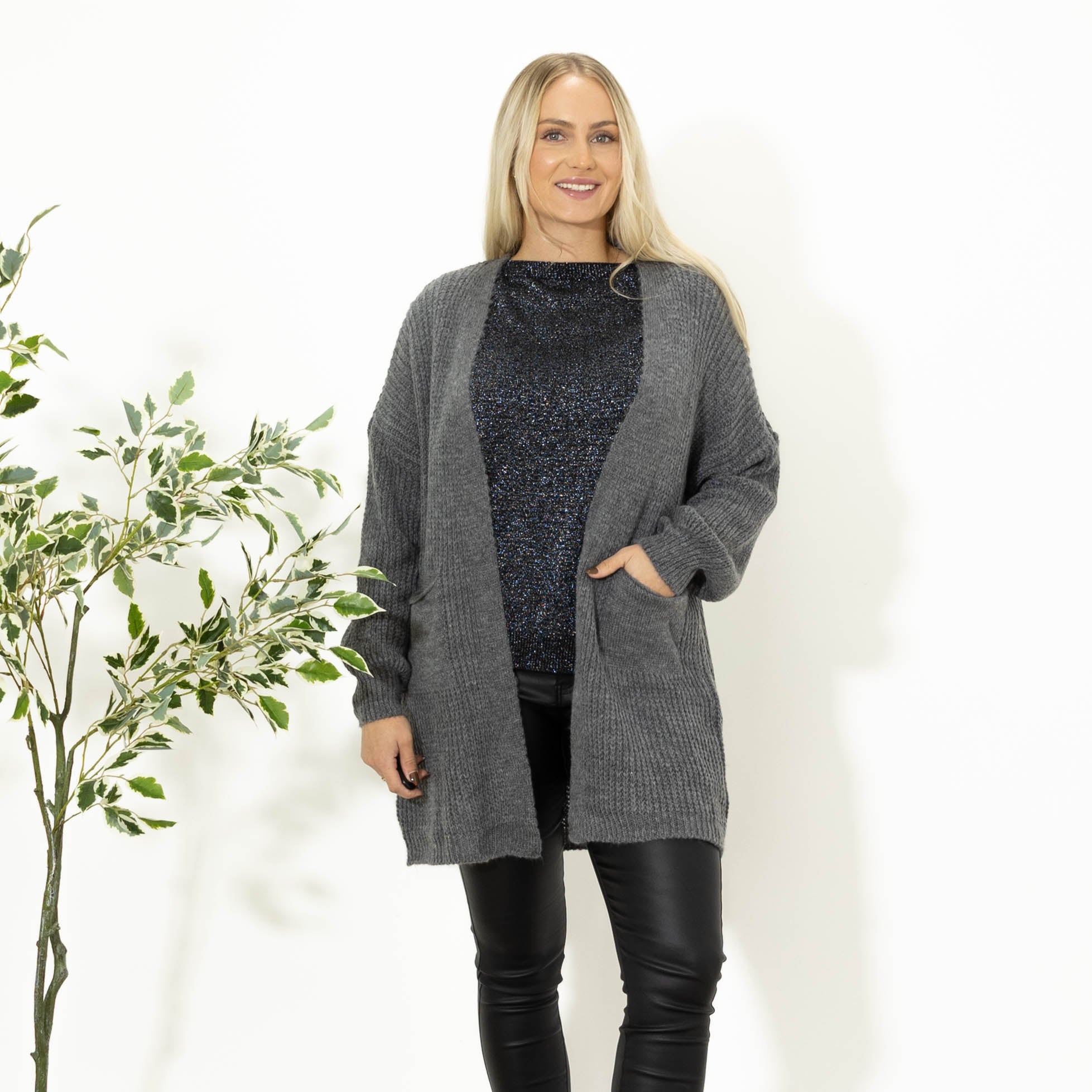 Katja strikcardigan, Grå