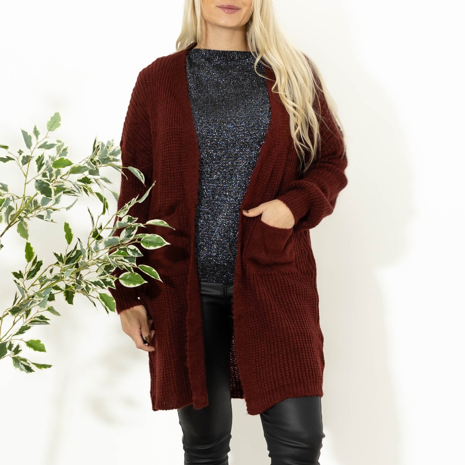 Katja strikcardigan, Bordeaux