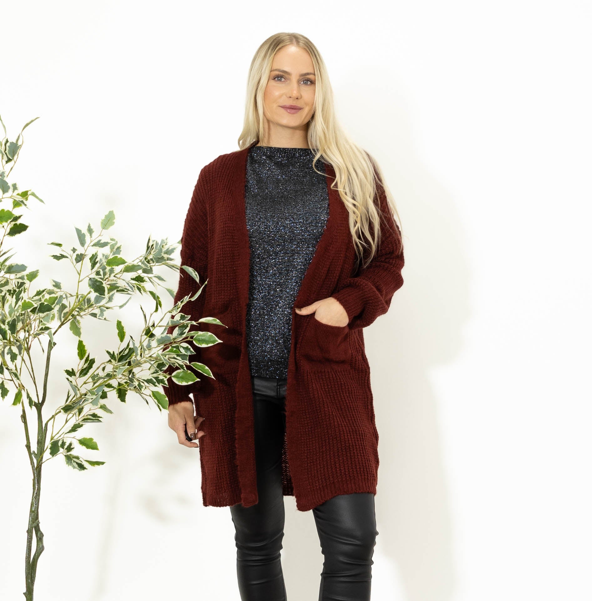 Katja strikcardigan, Bordeaux