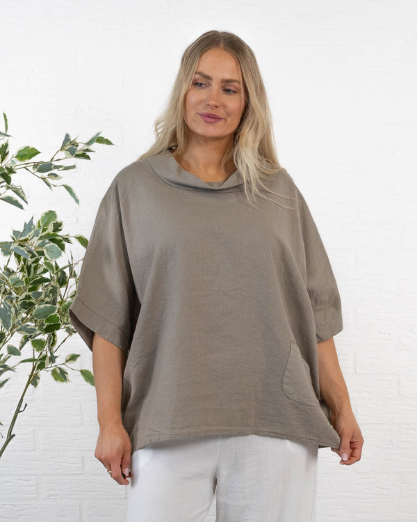 Lorna ægte hør overdel, Taupe