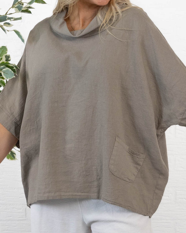 Lorna ægte hør overdel, Taupe