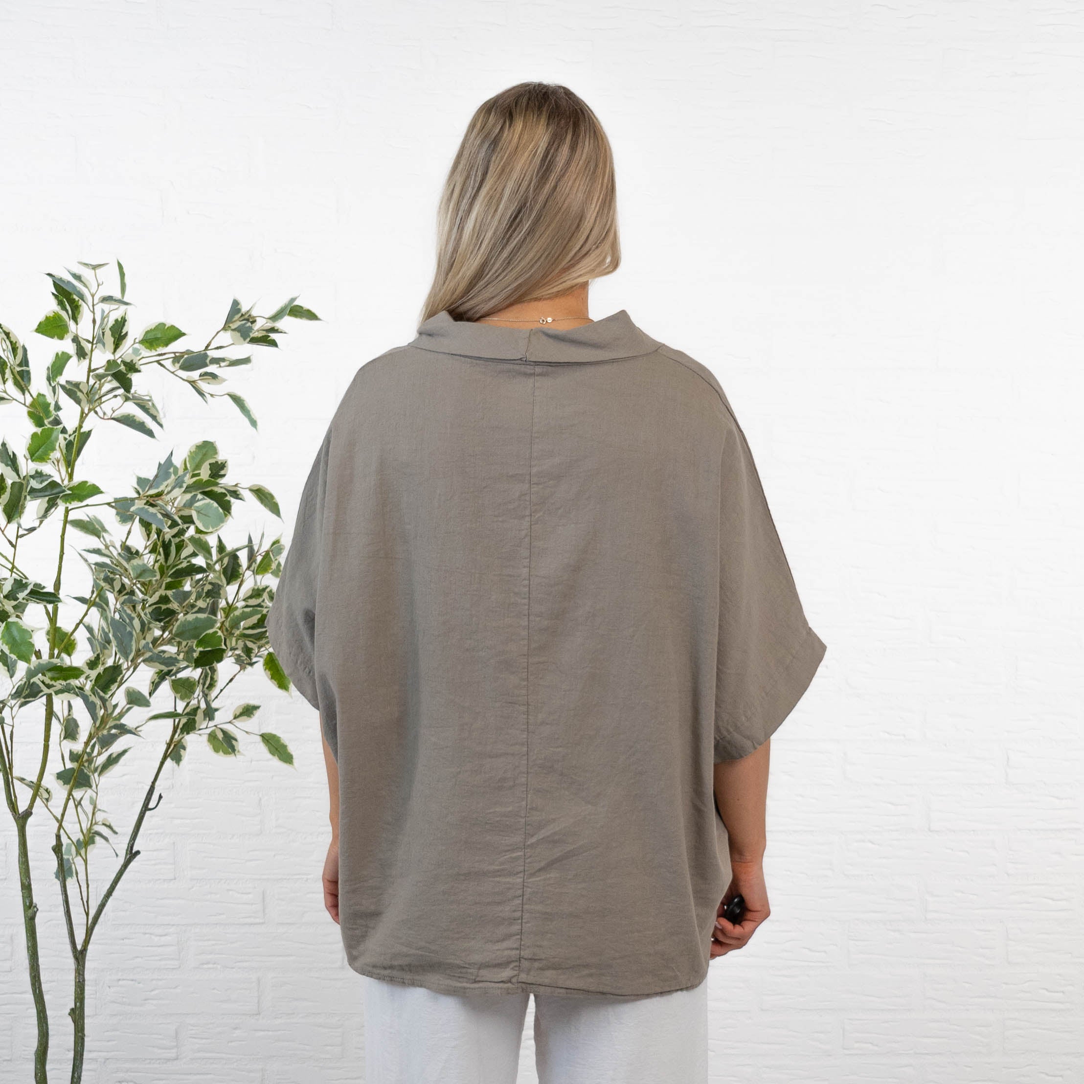 Lorna ægte hør overdel, Taupe