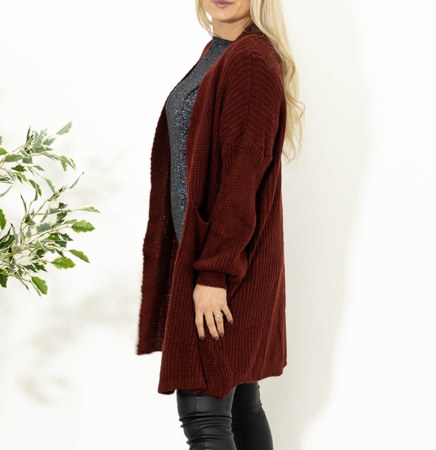 Katja strikcardigan, Bordeaux