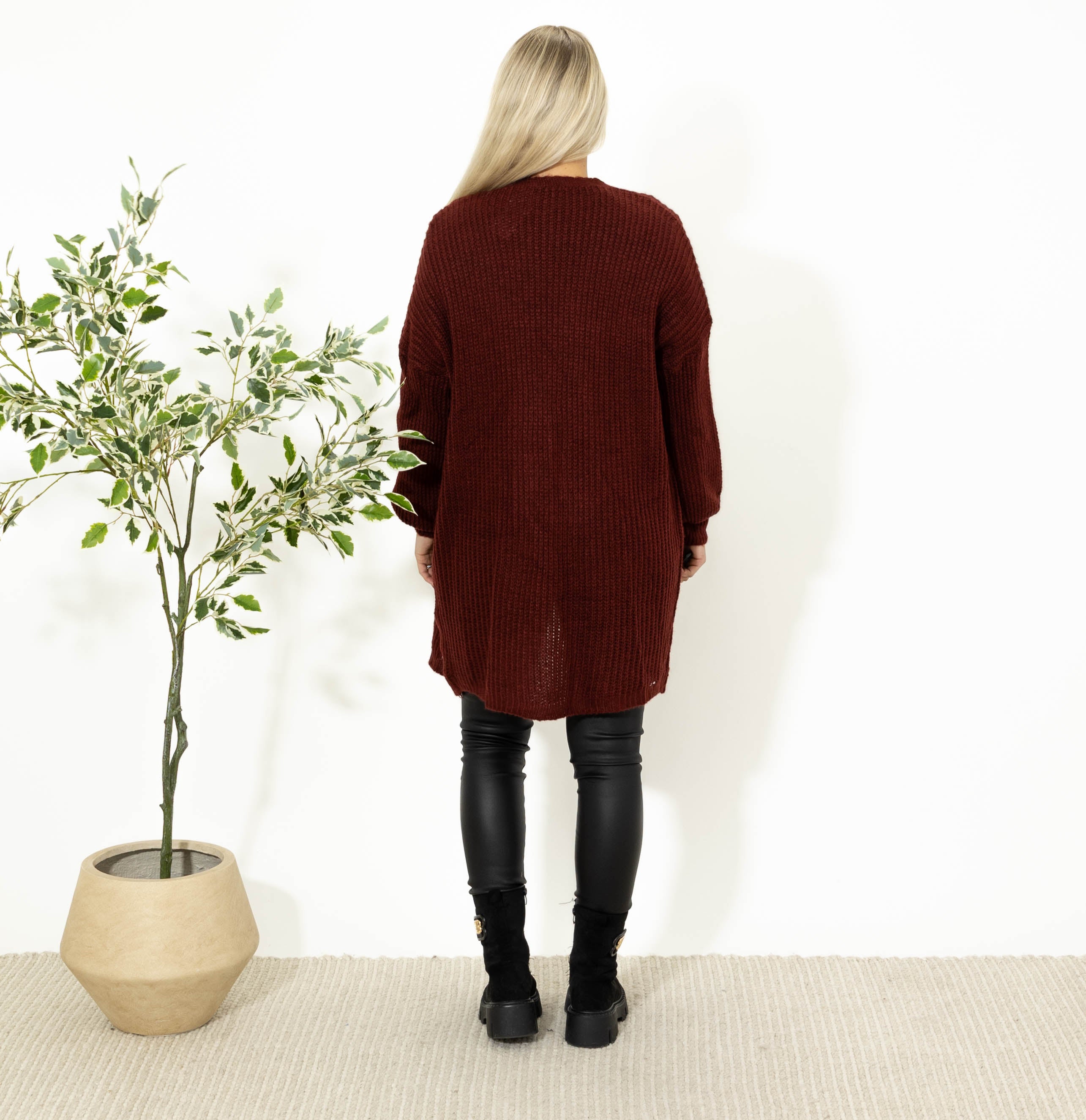 Katja strikcardigan, Bordeaux