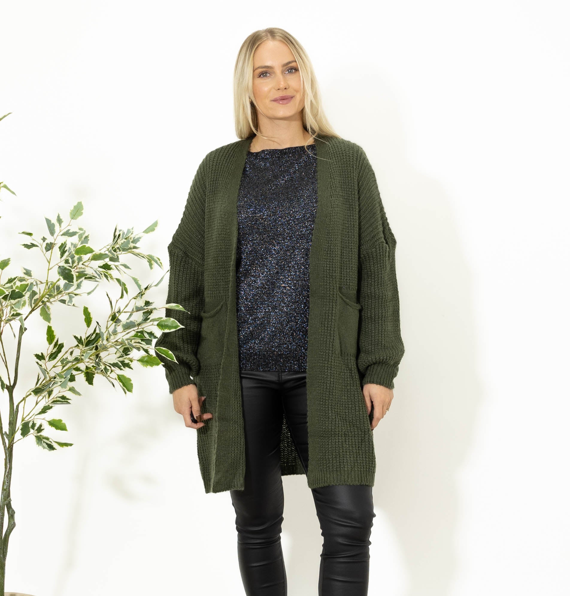 Katja strikcardigan, Khaki