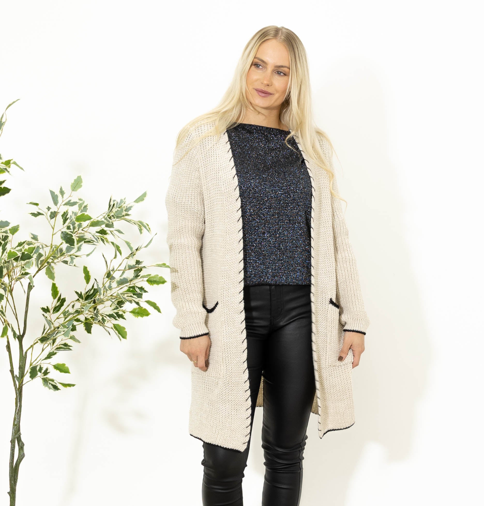 Maren strikcardigan, Beige
