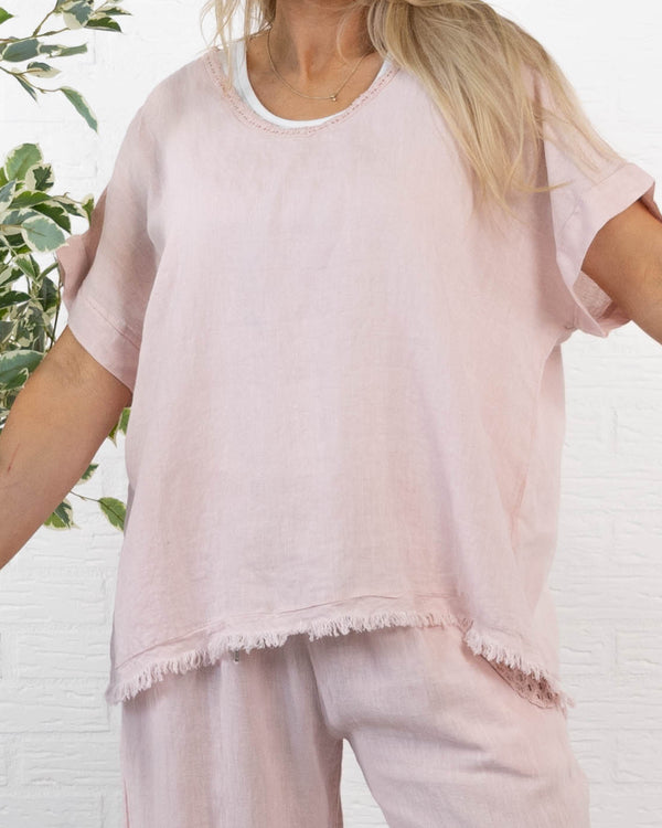 Nille ægte hør t-shirt, Rosa