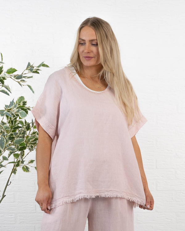 Nille ægte hør t-shirt, Rosa
