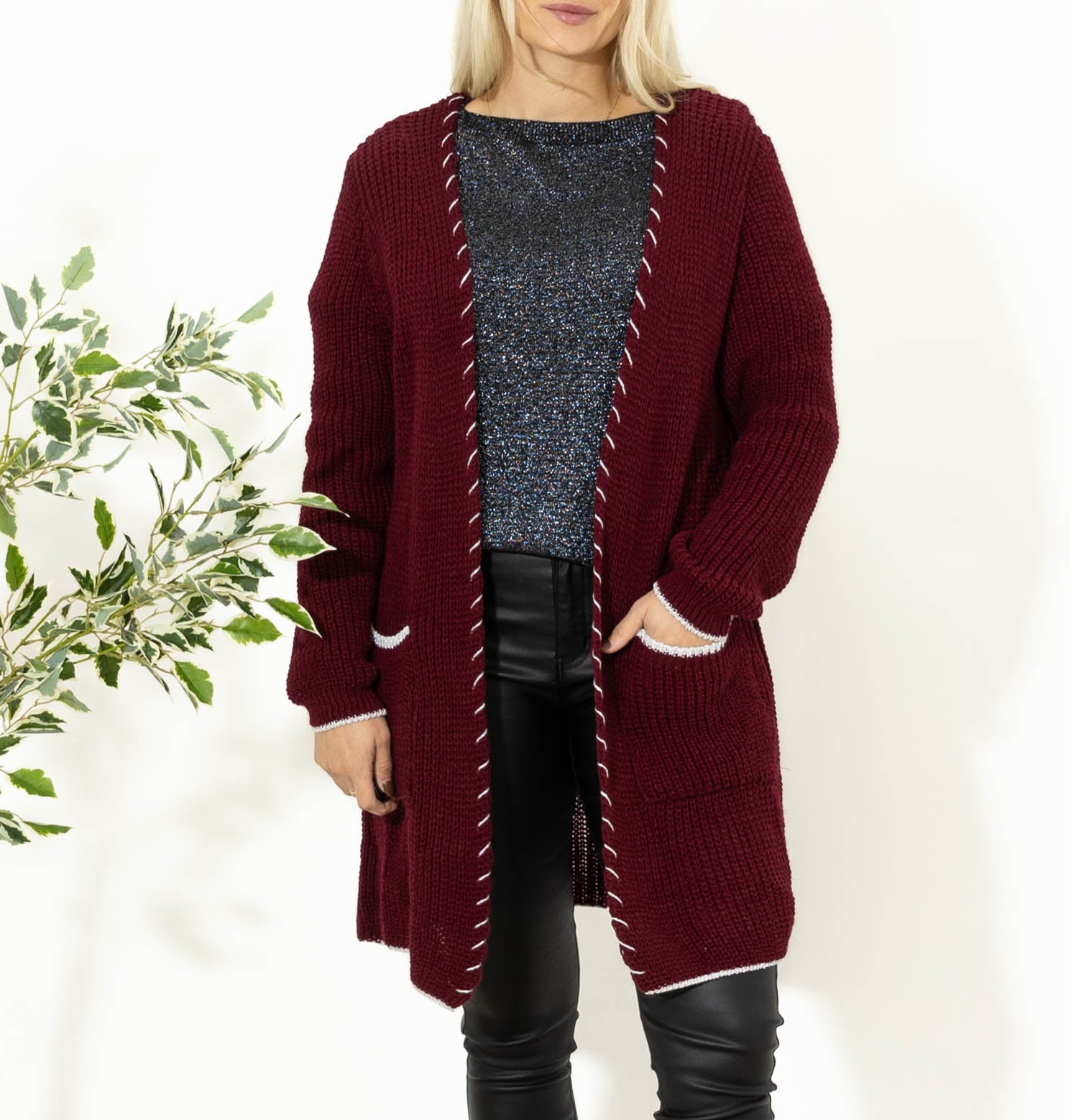 Maren strikcardigan, Bordeaux