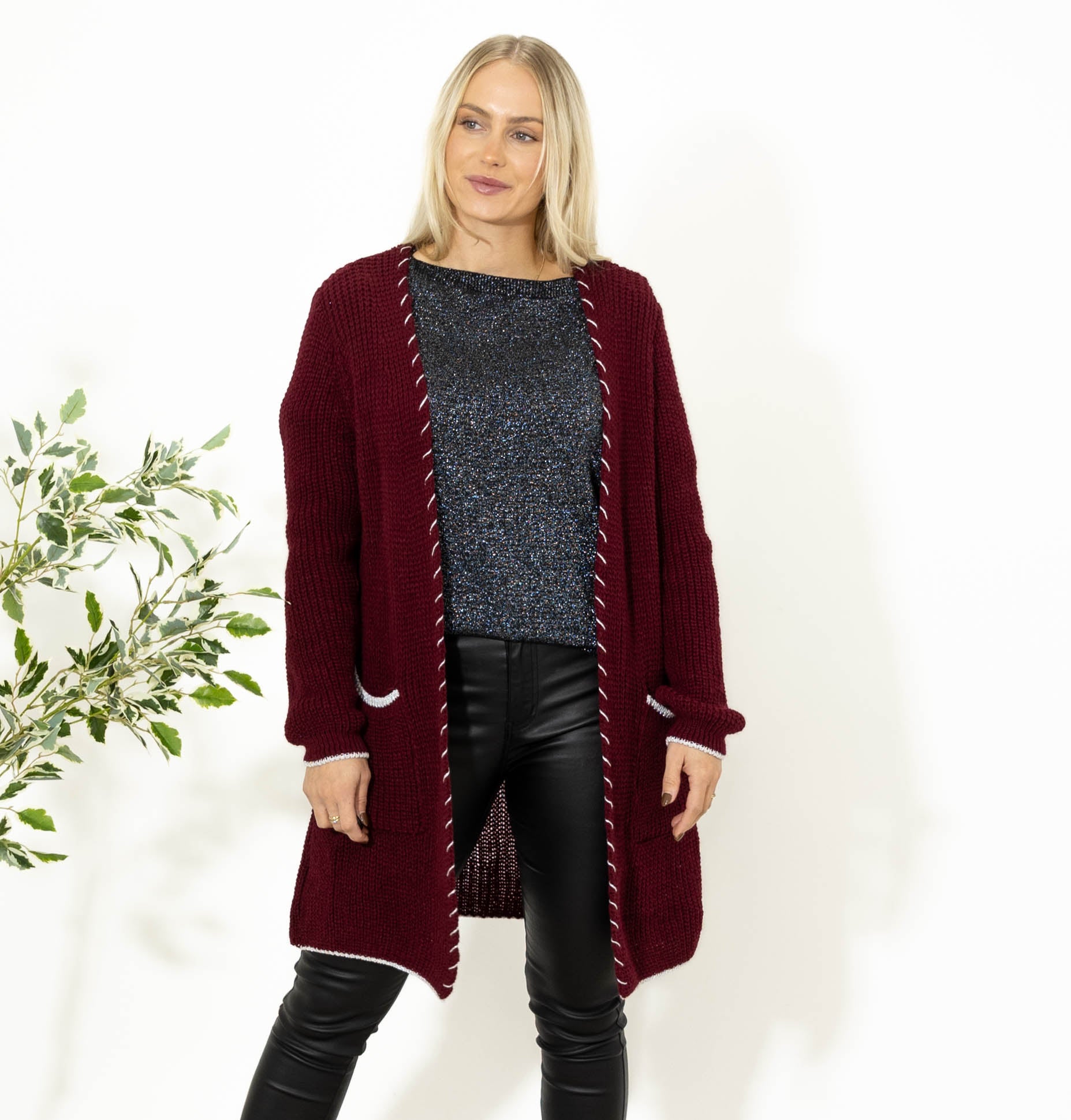 Maren strikcardigan, Bordeaux
