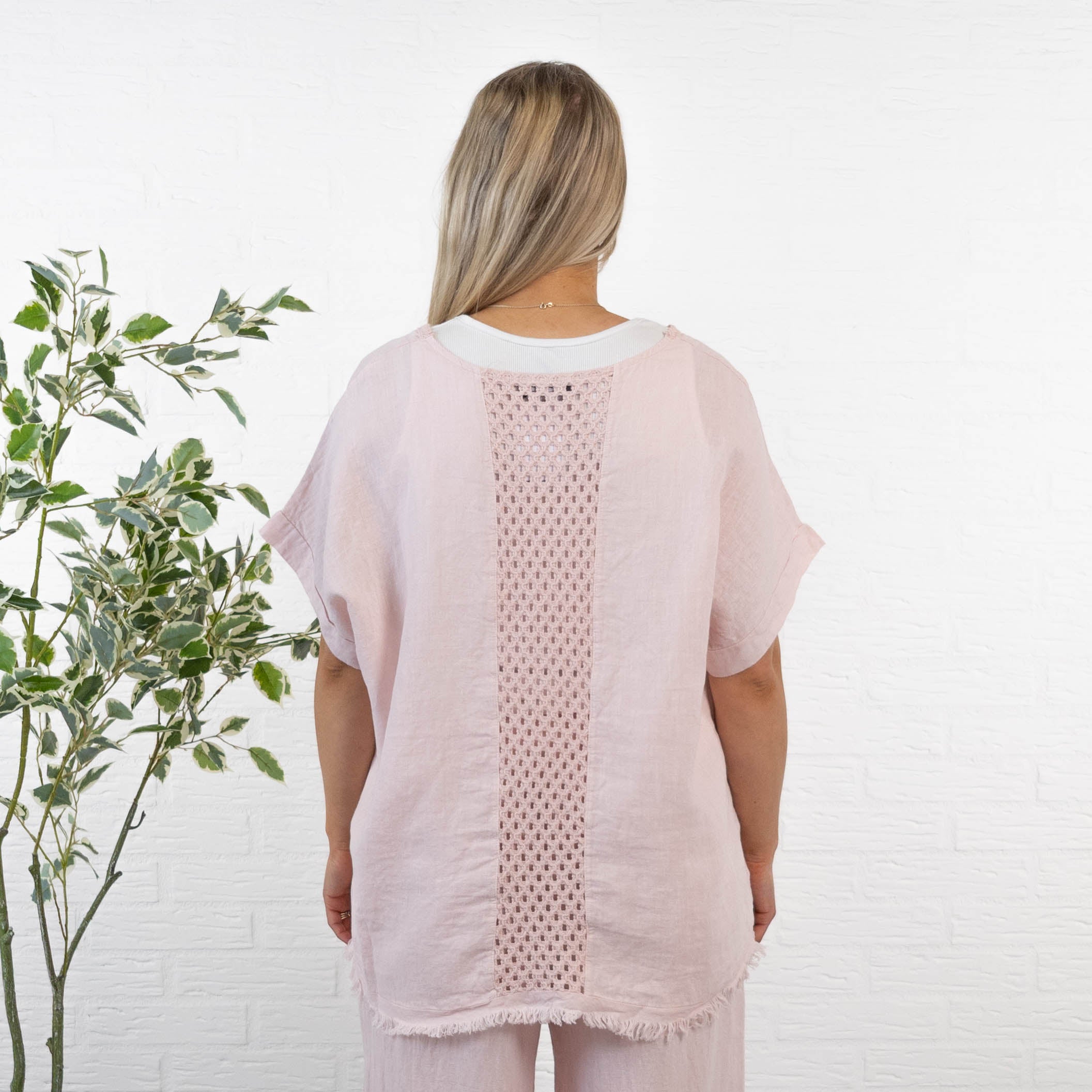 Nille ægte hør t-shirt, Rosa