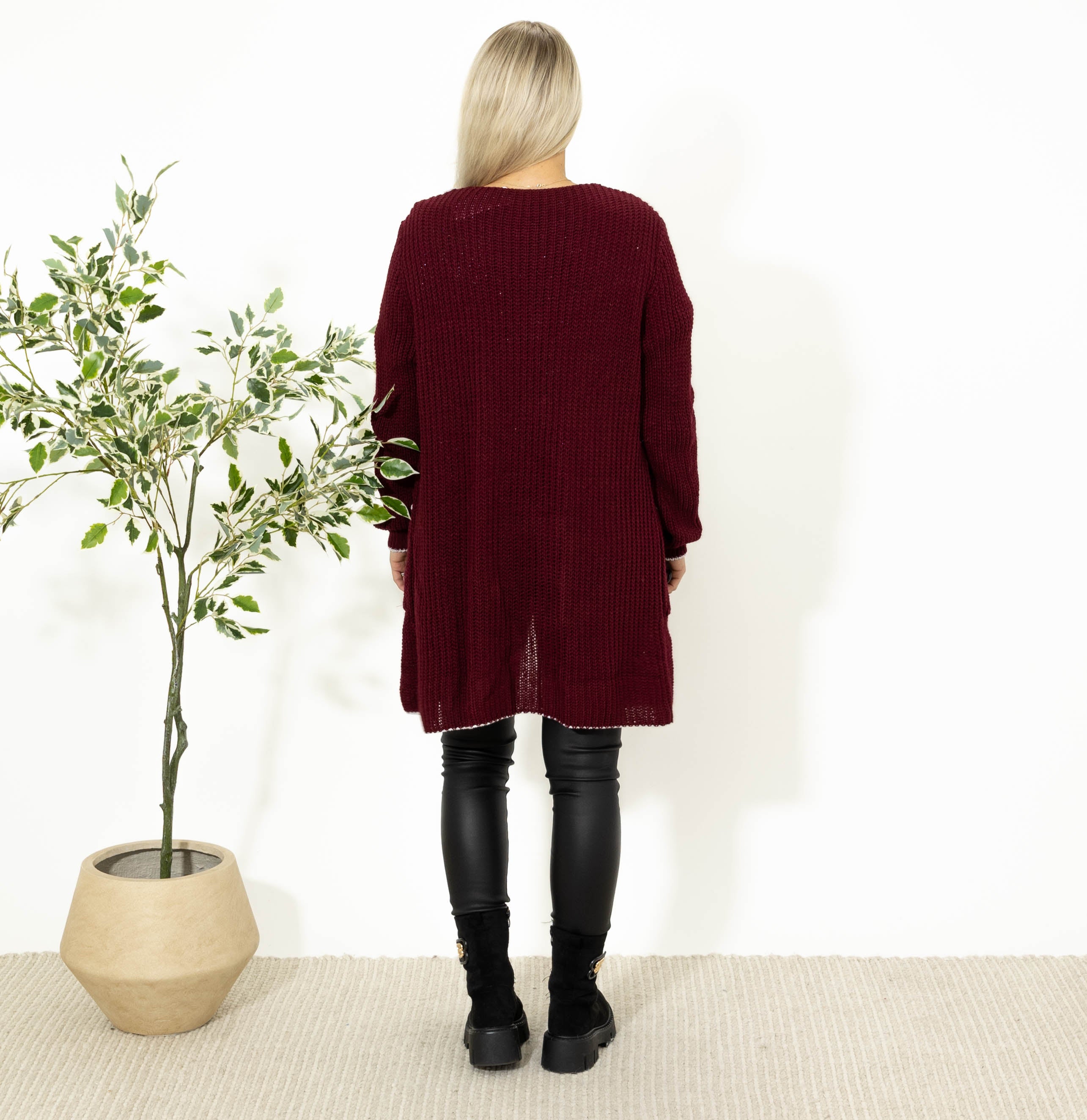 Maren strikcardigan, Bordeaux