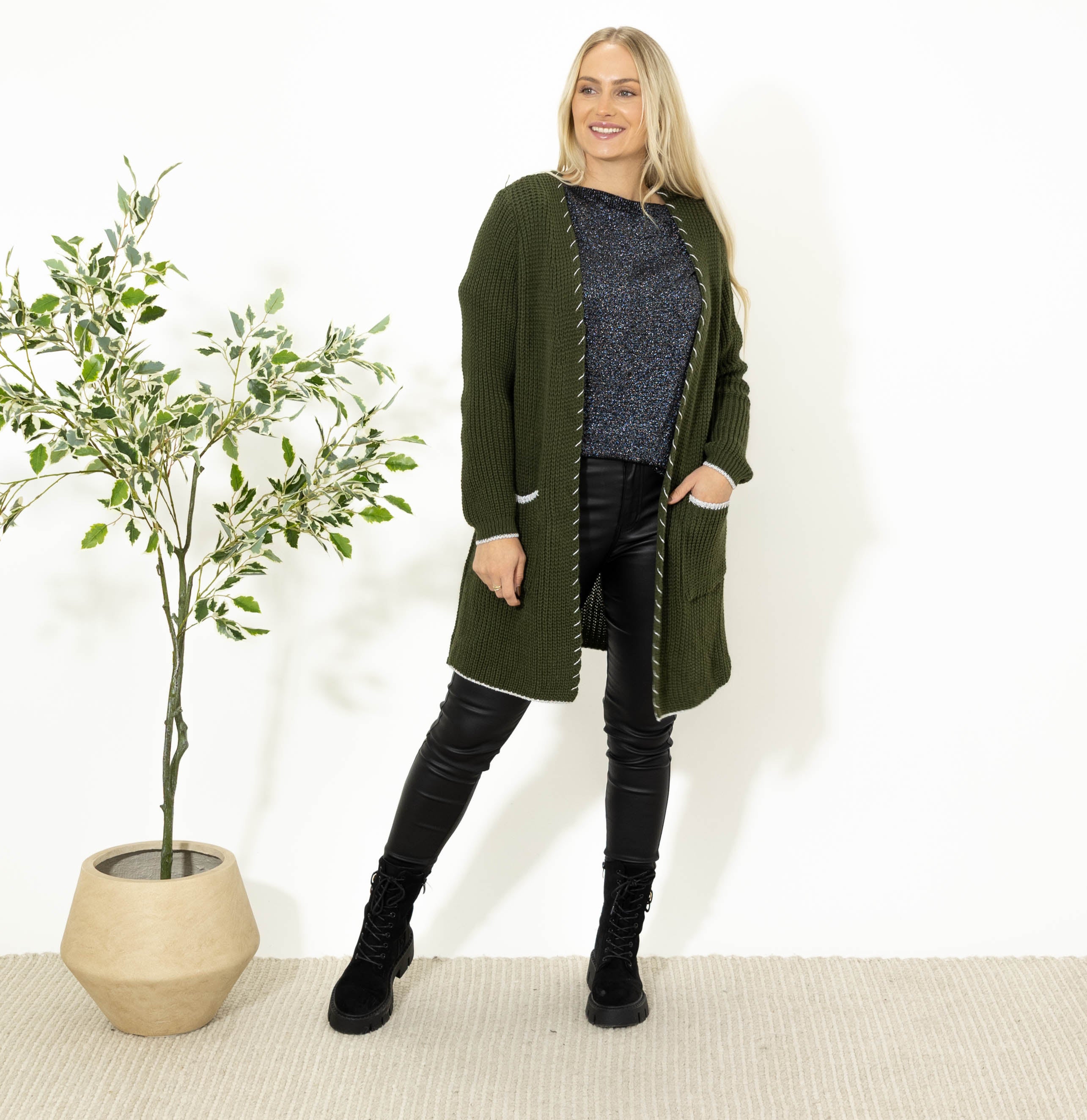 Maren strikcardigan, Khaki