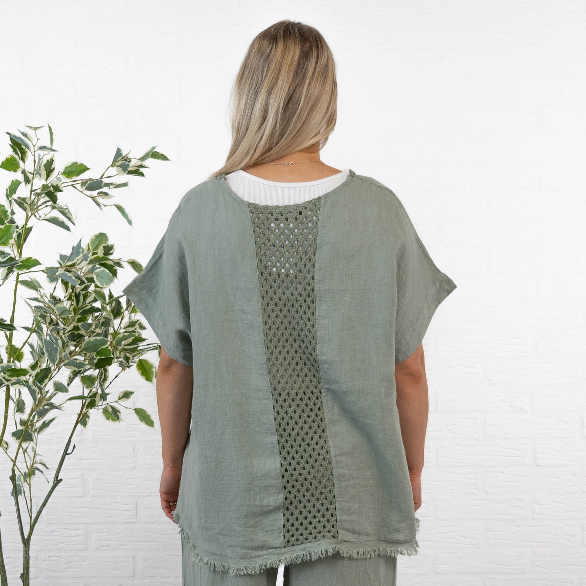 Nille ægte hør t-shirt, Khaki