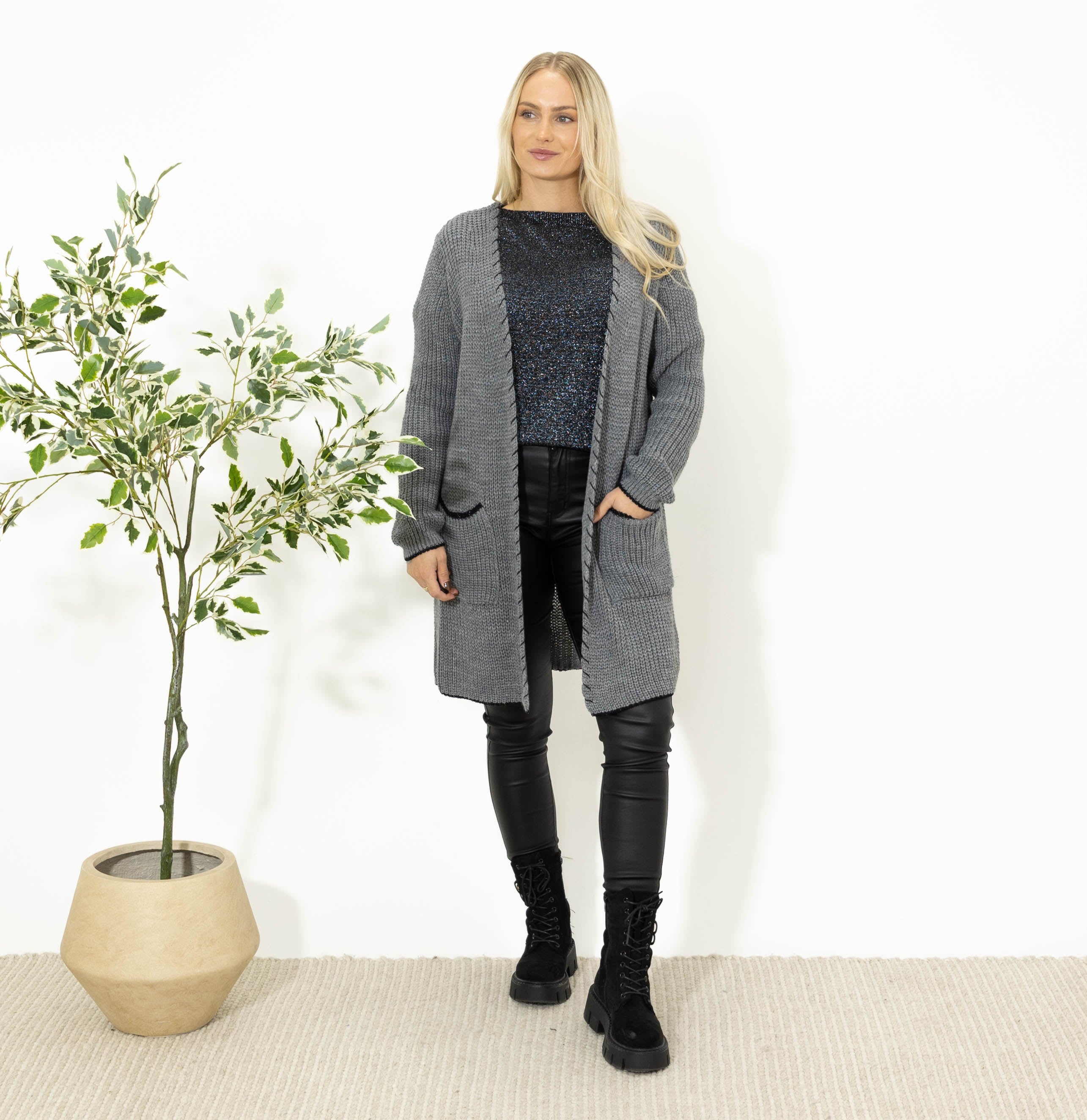Maren strikcardigan, Grå