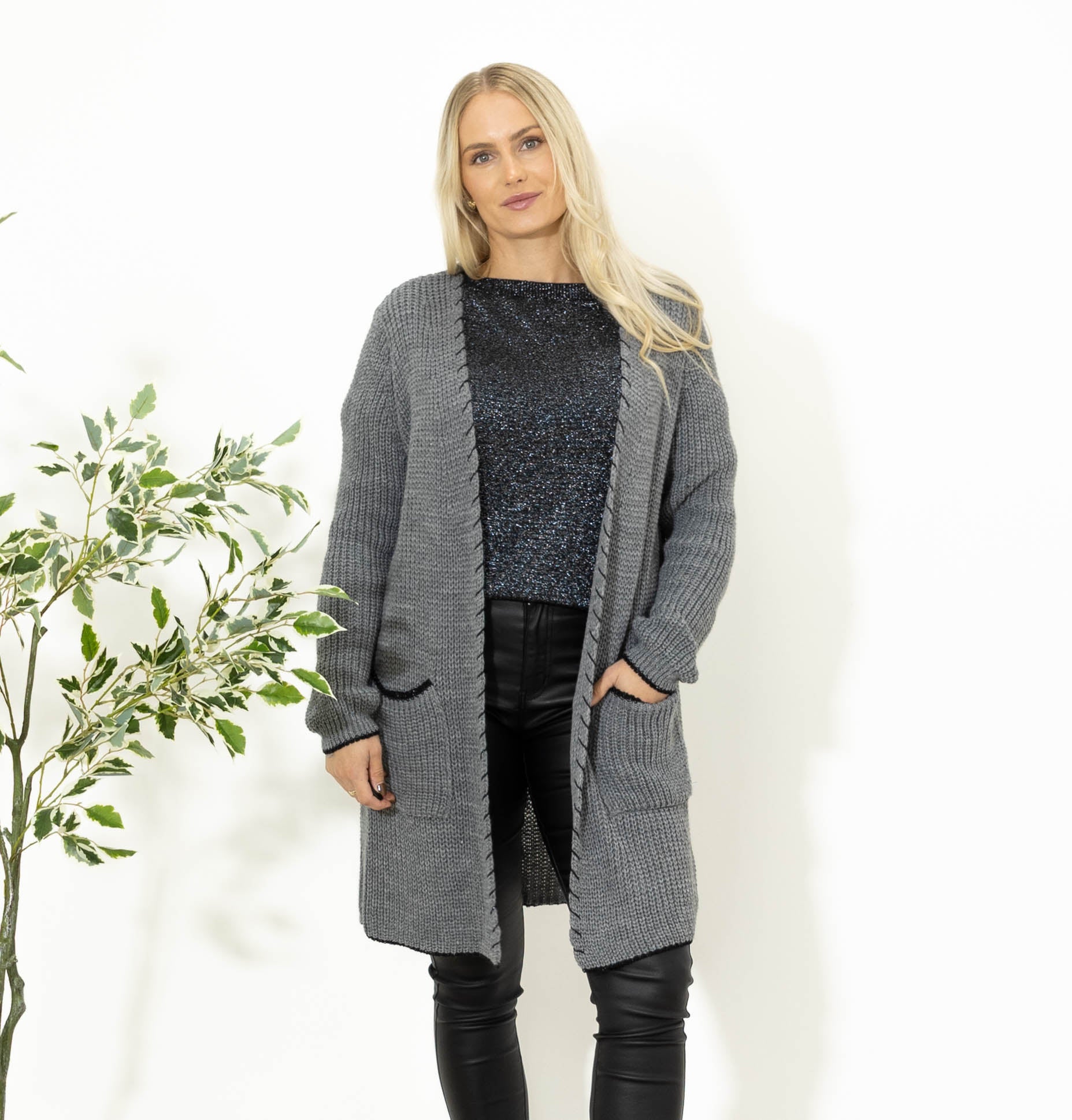 Maren strikcardigan, Grå
