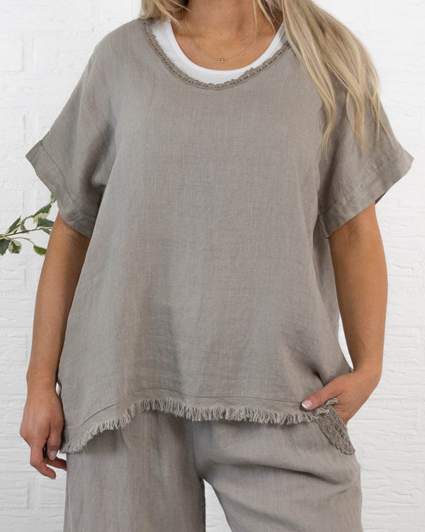 Nille ægte hør t-shirt, Taupe