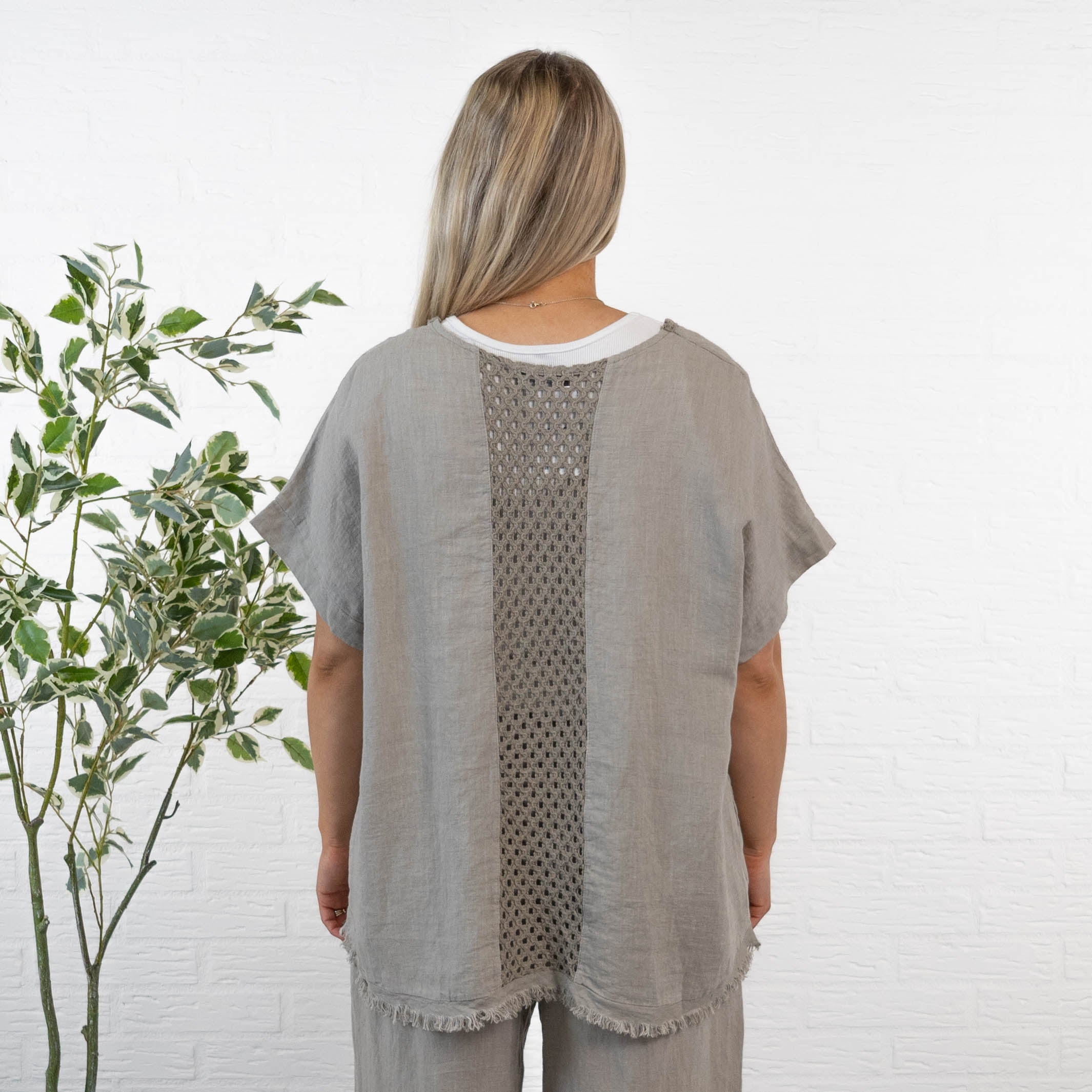 Nille ægte hør t-shirt, Taupe