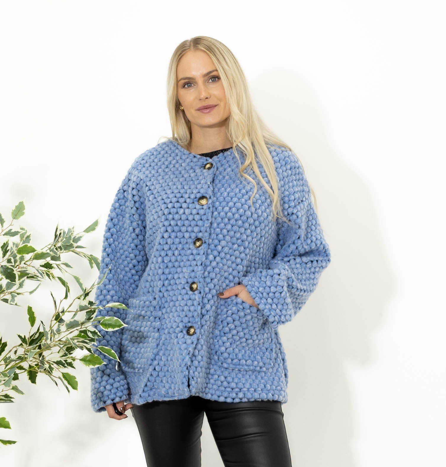 Zanny jakke m. forlommer, Lyseblå