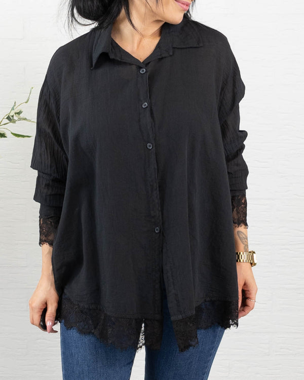 Blondie bluse, Sort