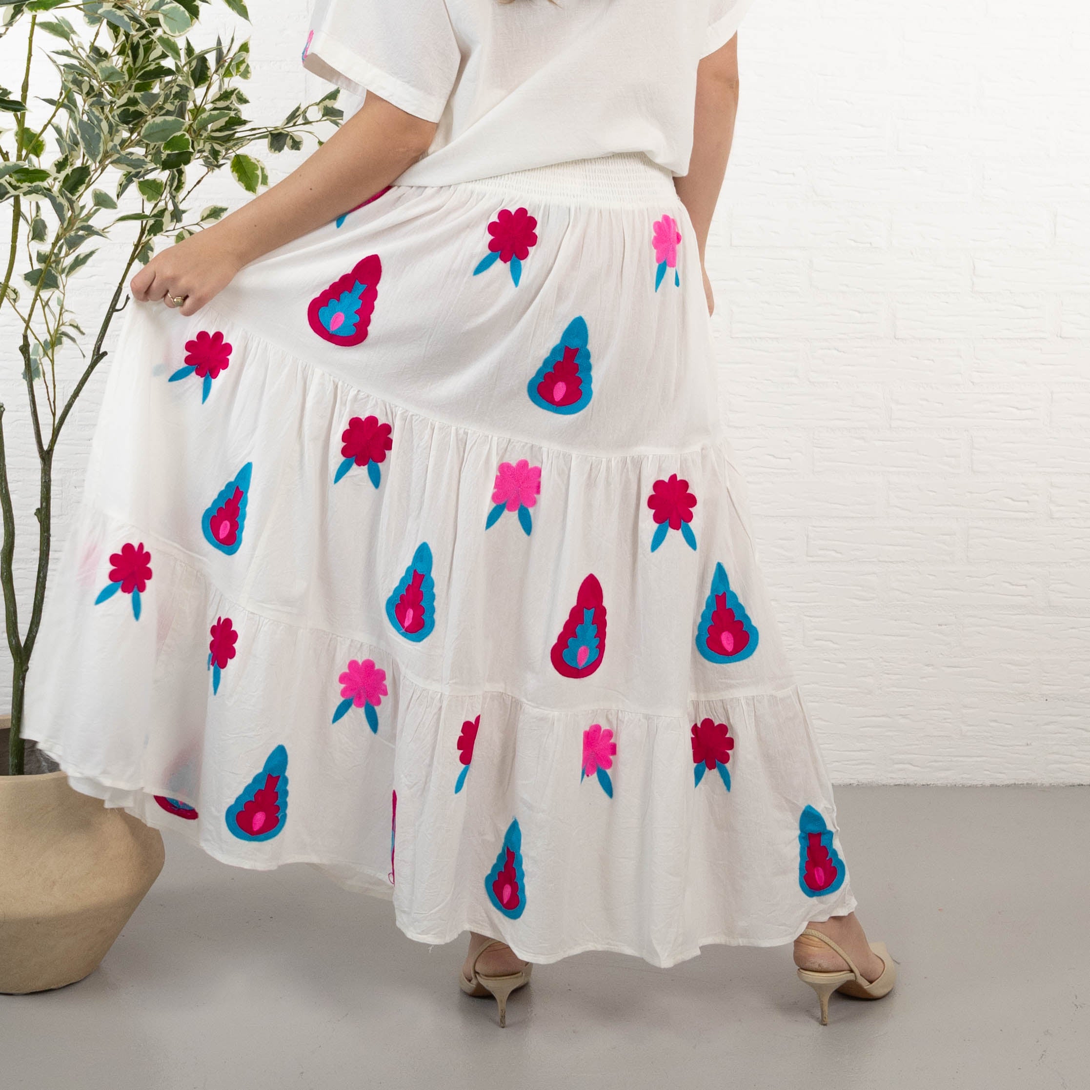 Cindy nederdel, Pink/Hvid