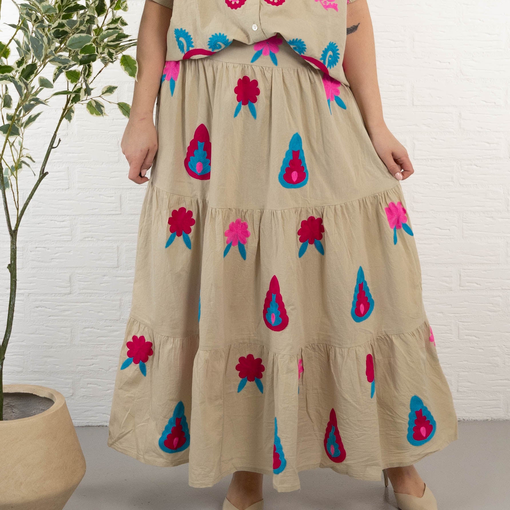 Cindy nederdel, Pink/Taupe