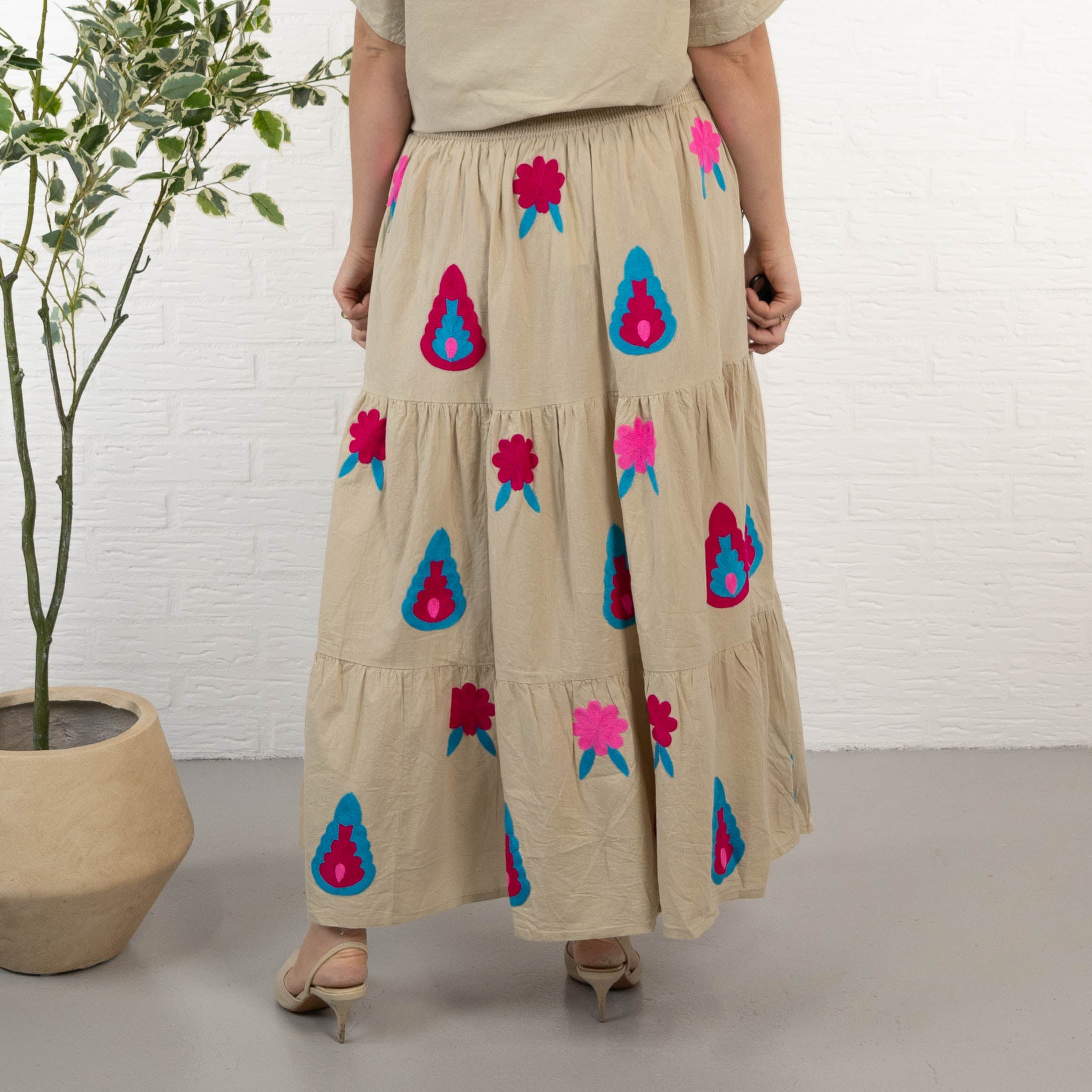 Cindy nederdel, Pink/Taupe
