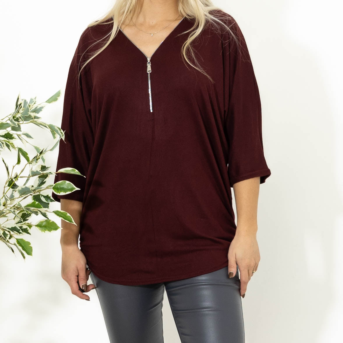 Elly batwing overdel, Bordeaux