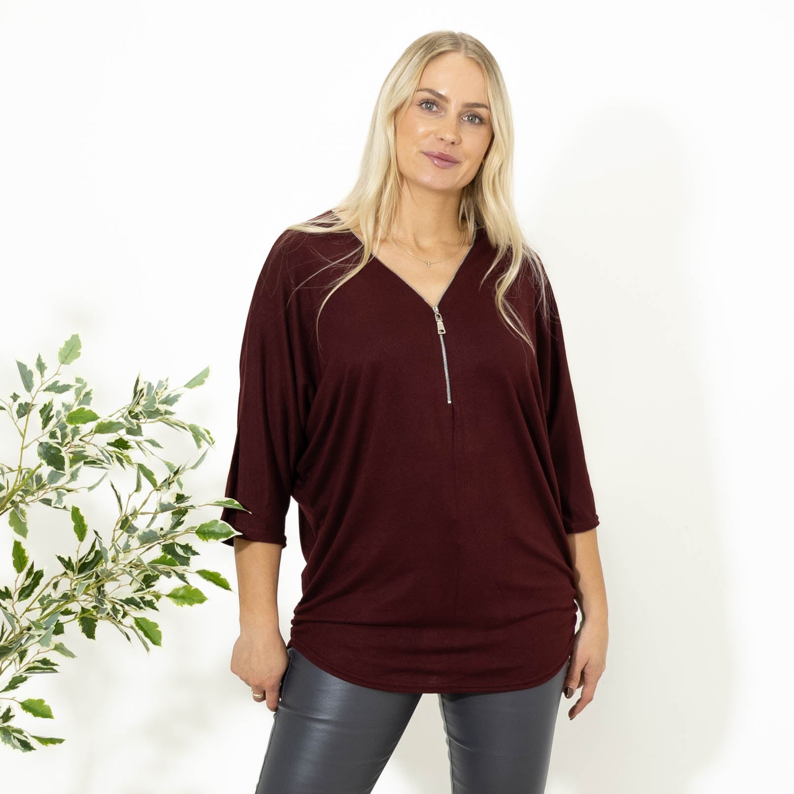Elly batwing overdel, Bordeaux
