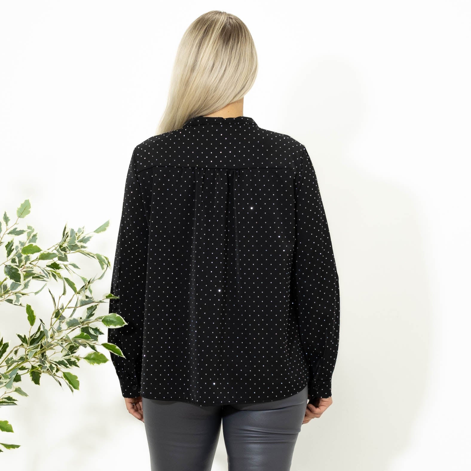 Maja sølvprintet overdel, Sort