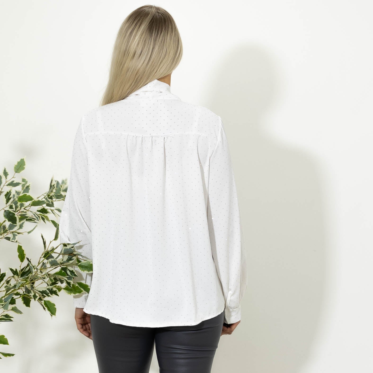 Maja sølvprintet overdel, Hvid