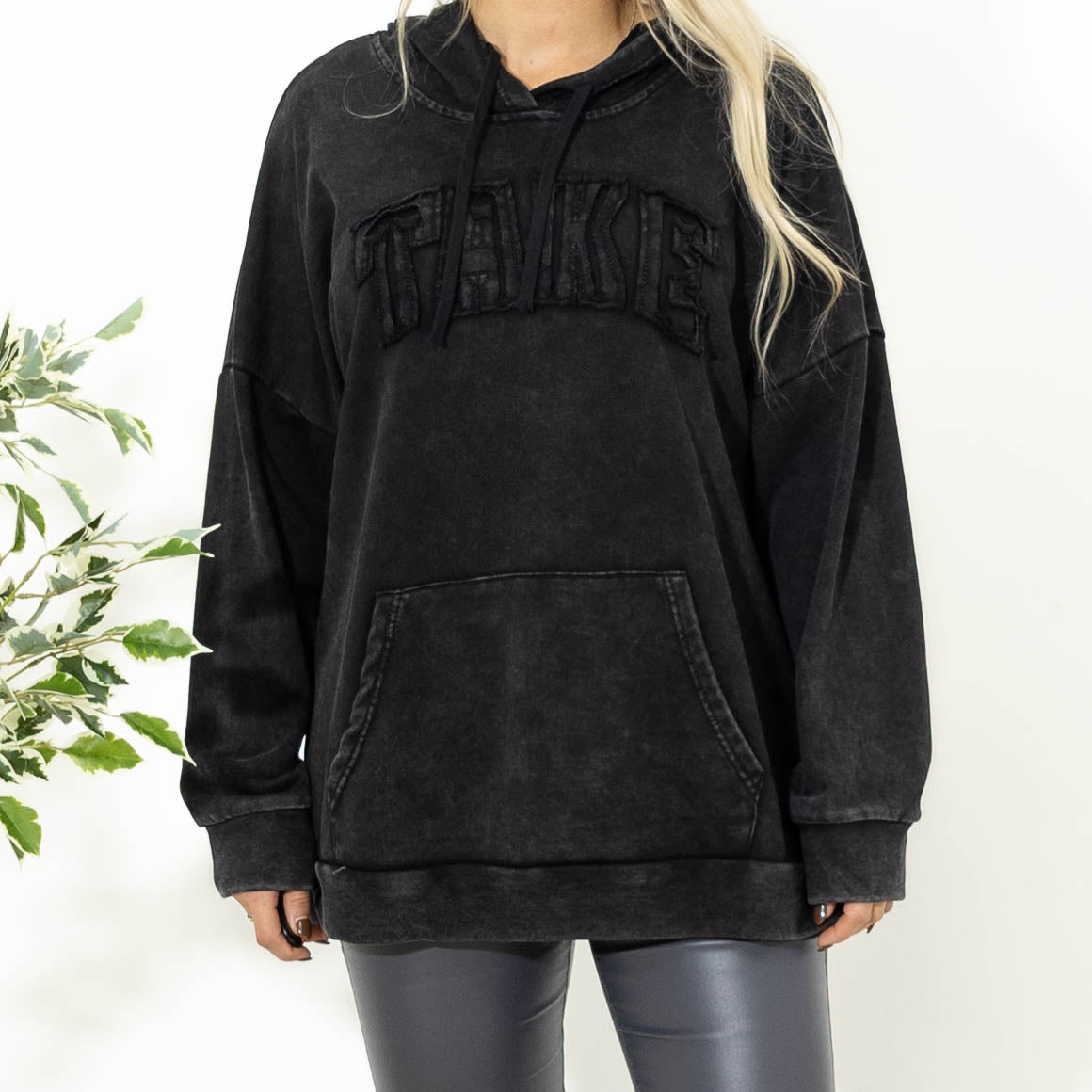 Nessie acid washed sweatshirt, Sort
