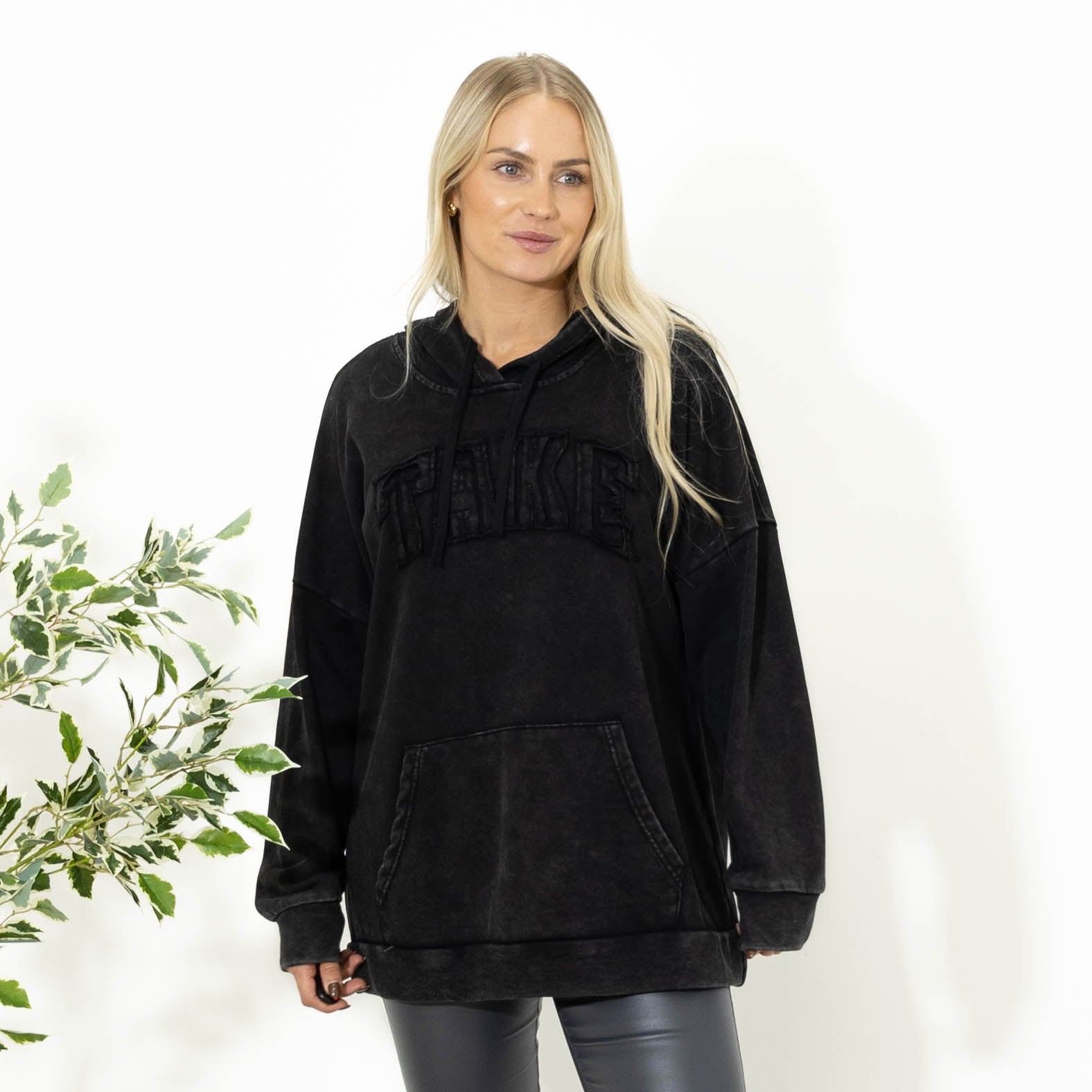 Nessie acid washed sweatshirt, Sort
